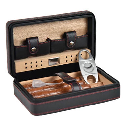 Leather Travel Humidor Set